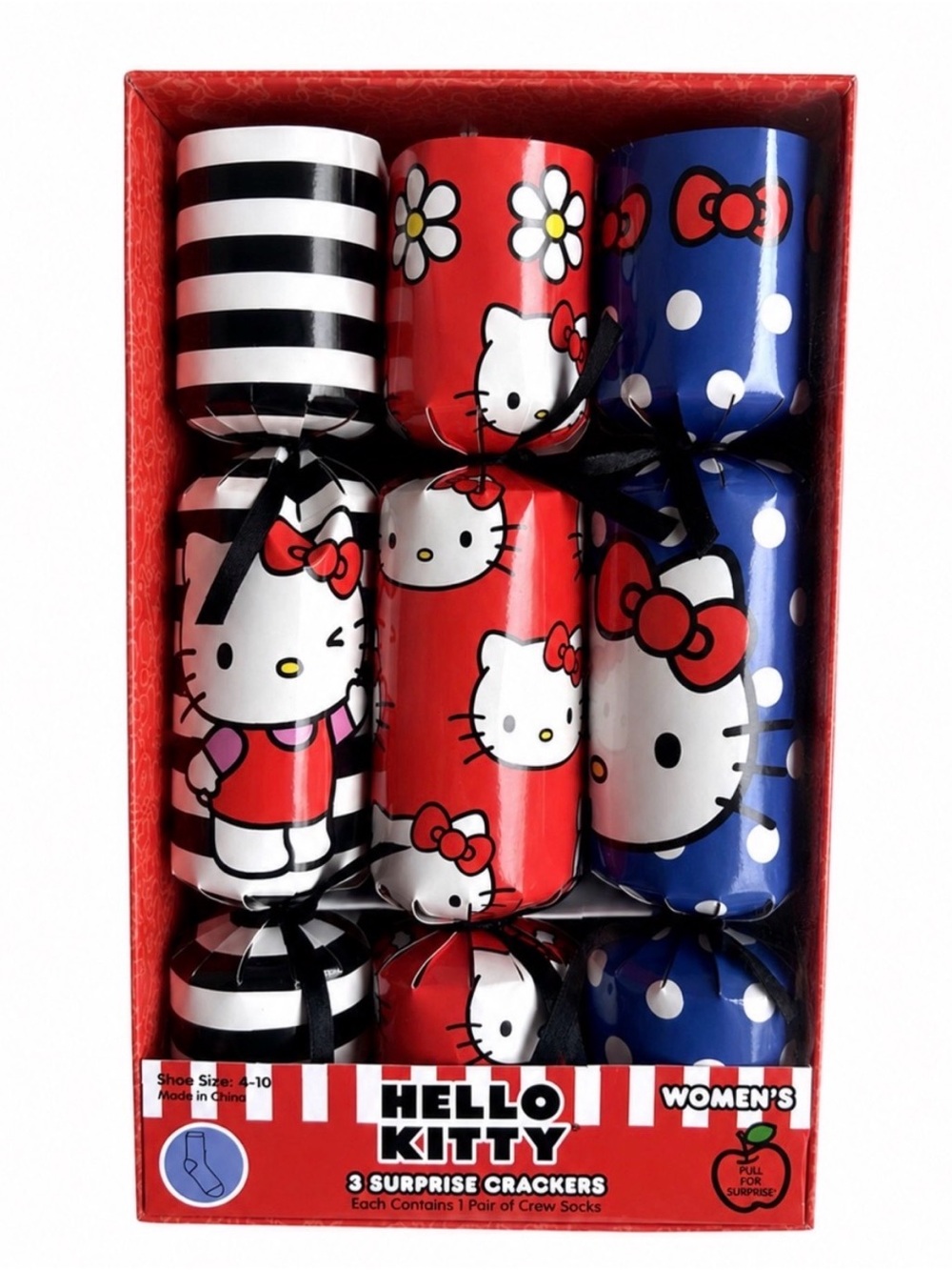 Hello Kitty Women's Red, Blue & White Socks